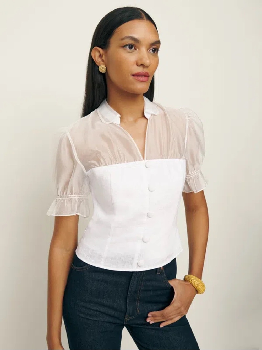 Reformation Avianna Linen Top in White (12)